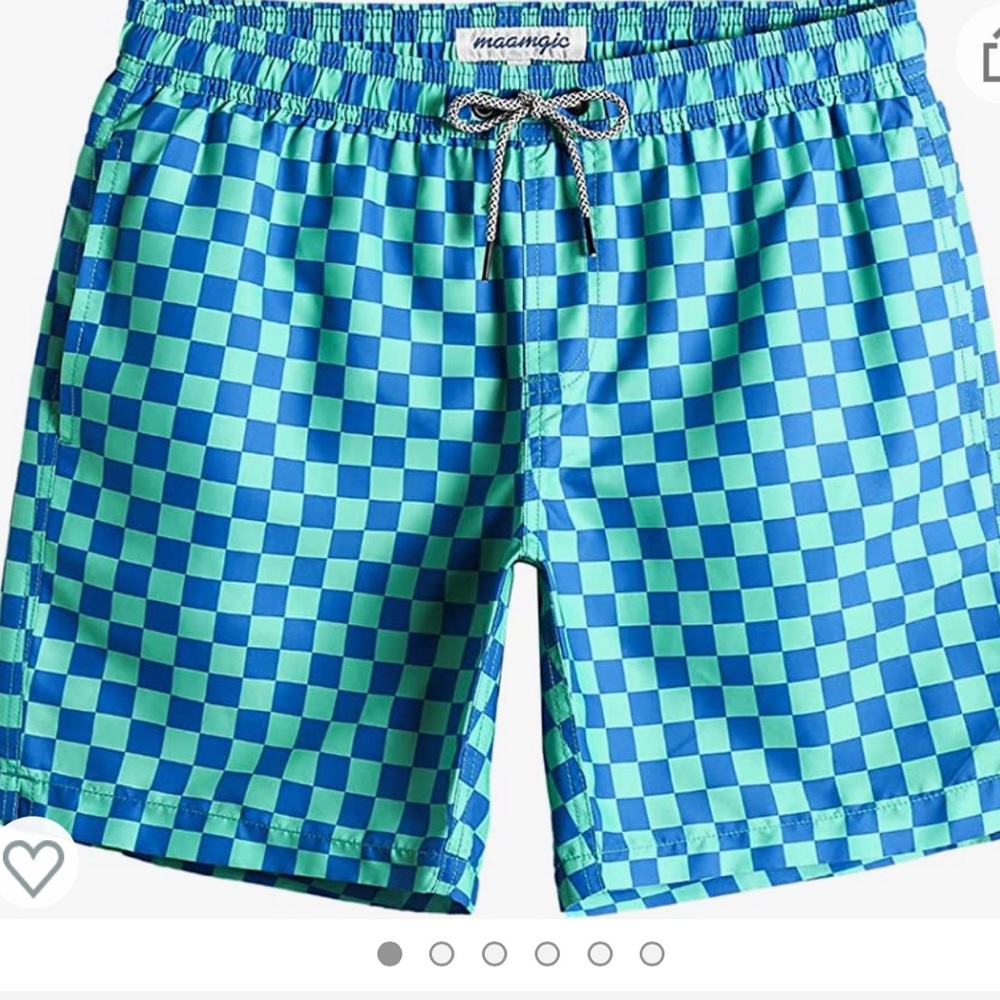 Checkered mens swim trunks